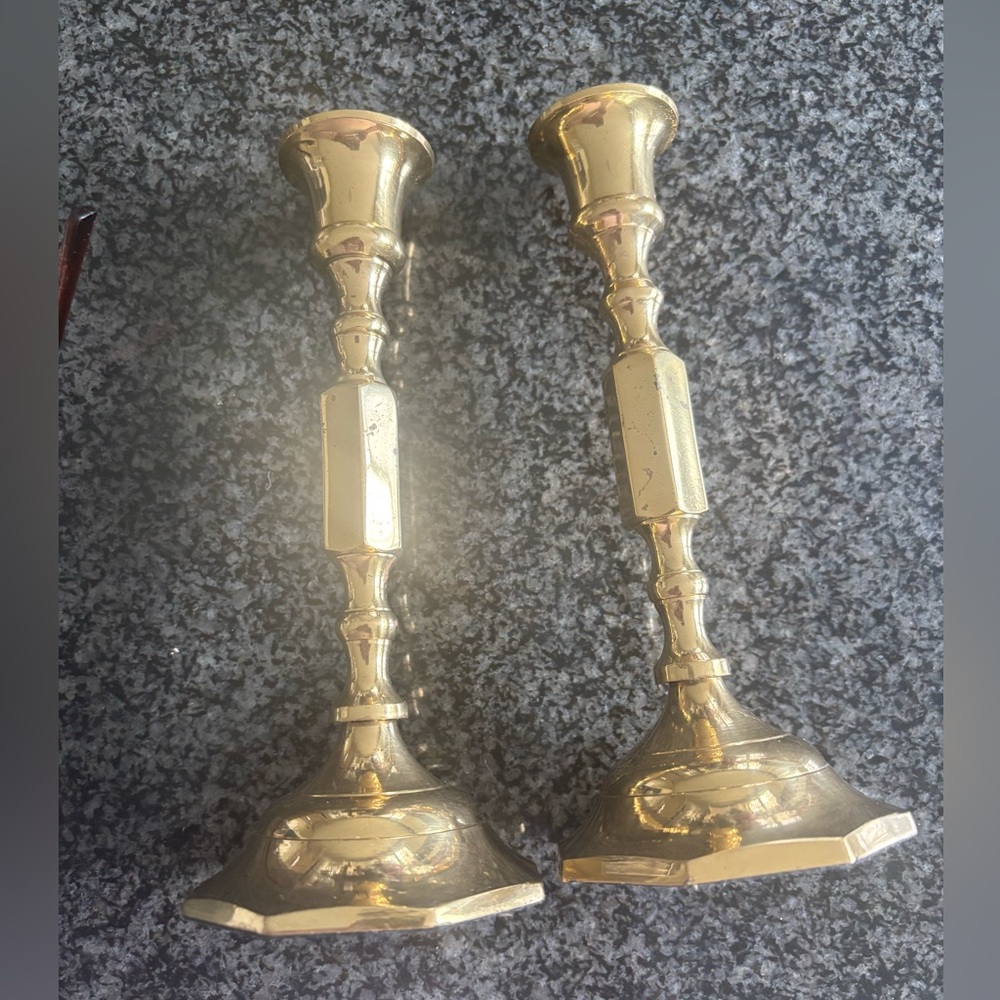 2 NEW POLISHED BRASS CANDLE HOLDERS